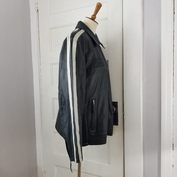 Kenneth Cole Reaction Genuine Leather Moto Jacket, Size L - Picture 5 of 16